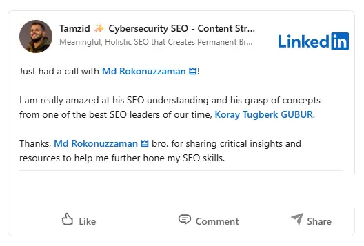 Client Testimonial from Tamzid